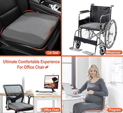 Lofty Aim Car Seat Cushion, Comfort Memory Foam Car Cushions for Driving - Sciatica & Lower Back Pain Relief, Driver Seat Pillow for Auto, Office Chair, Wheelchair - Dark Grey
