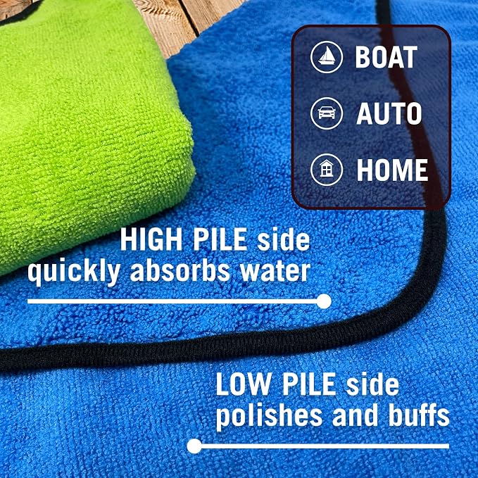 Better Boat 12 Pack Microfiber Cloth Kit, Lint-Free Cleaning Towels for Cars, Boats, and Home, Thick Large Microfiber Cleaning Cloths, Bulk Set