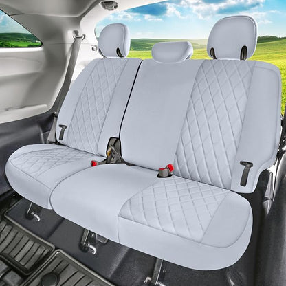 FH Group Custom Fit Car Seat Covers for Toyota Sienna 2011-2020, Car Seat Cover Full Set, 8 Seater Automotive Seat Covers in Solid Gray Neoprene, Waterproof and Washable Seat Covers