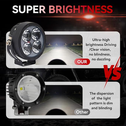 2PCS 3inch 80W LED Light Pods with Amber Covers, 9600LM Yellow Fog Light Pods LED Light Bar Offroad Driving Lights,for Jeep Wrangler Truck Car ATV SUV Motorcycle Cabin Boat (2Pcs 3Inch Lights)