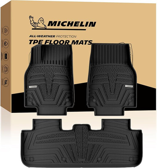 Michelin Vehicle Mat, All-Weather TPE Custom Fit Liner for Tesla Model Y 5 Seat Floor Mats 2025-2027 (3 Piece), Elite