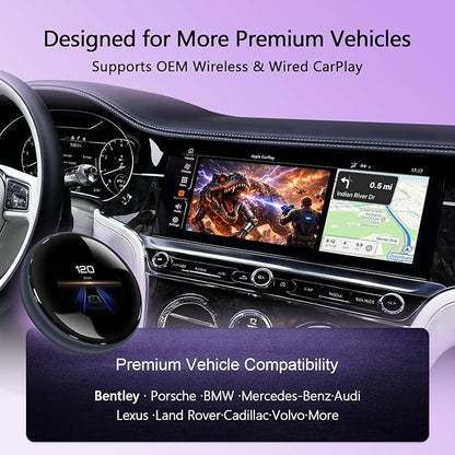 CarPlay Magic AI Box with 3.2” Touchscreen, Supports OEM Wired & Wireless CarPlay, Android 14 Wireless CarPlay & Android Auto for BMW, Mercedes, Audi, Porsche, Netflix YouTube, 4G LTE, Plug & Play
