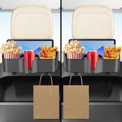 Car Headrest Backseat Organizer with Cup Holder,3 in 1 Backseat Cup Holder, Storage Box Organizer & Hooks for Car, for Hold Phone,Snacks, Drinks, Handbag, Compatible with Most Vehicles Black 1pcs (1)