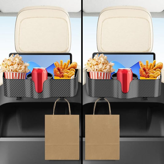 Car Headrest Backseat Organizer with Cup Holder,3 in 1 Backseat Cup Holder, Storage Box Organizer & Hooks for Car, for Hold Phone,Snacks, Drinks, Handbag, Compatible with Most Vehicles Black 1pcs (1)