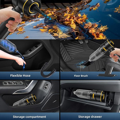 WINWEND Car Vacuum Cleaner High Power - 22000PA Portable Cars Vacuum 4 in 1 Compressed Air Duster & Air Blower & Pump Hand Held Vacuum Cordless with Brushless Motor for Car Home Office Black