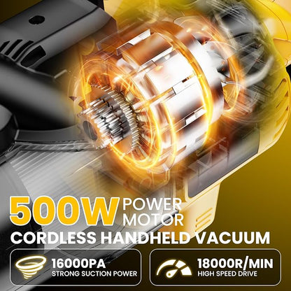 Cordless Vacuum for Dewalt Battery, 5 in 1 Lightweight Handheld Vacuum Cleaner with 500W Powerful Motor, 46 CFM Portable Hand Vacuum with Filtration HEPA for Floor, Carpet(Battery Not Included)