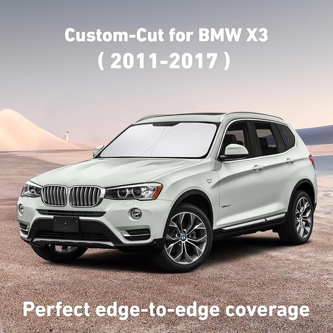 EcoNour Windshield Sunshade Compatible for BMW X3 2011-2015 2016 2017, Sun Visor for Front Windshield & Window Sun Shade Cover, UV Heat Blocker & Protector, Car Accessories