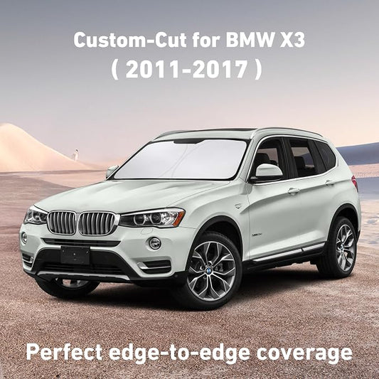 EcoNour Windshield Sunshade Compatible for BMW X3 2011-2015 2016 2017, Sun Visor for Front Windshield & Window Sun Shade Cover, UV Heat Blocker & Protector, Car Accessories