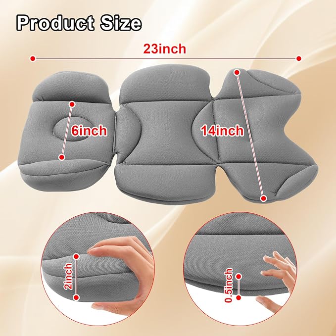 Infant Car Seat Insert Thickened, Breathable & Fold-Go Baby Head & Body Support for Infant, Soft Mesh Car Seat Cushion, Easy-Carry Protector for All Strollers & Carriers, Grey