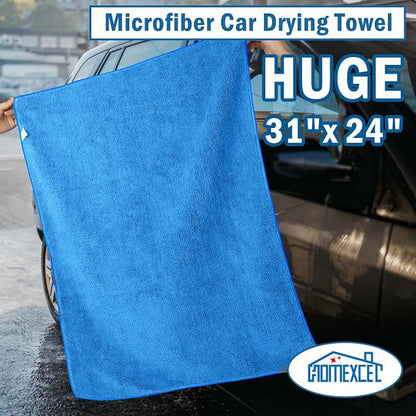 HOMEXCEL Car Drying Towels, 2 Pack Professional Microfiber Towels for Cars, Scratch-Free, Highly Absorbent Drying Towel for Cars, SUVs, RVs, Trucks, and Boats, 31 x 24 inch, Blue