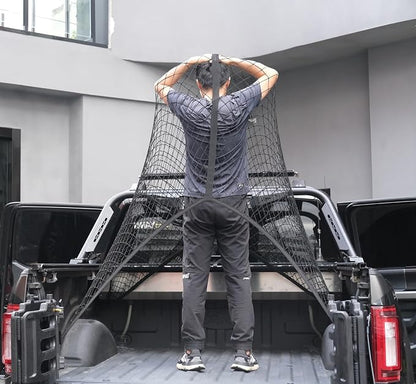 Highly Elastic Cargo Net, Simple Truck Bed Cargo Mesh Organizer, Suitable for 5ft - 6ft Standard Bed Trucks, 4'x4' Stretches to 7'x7' (Single Layer)