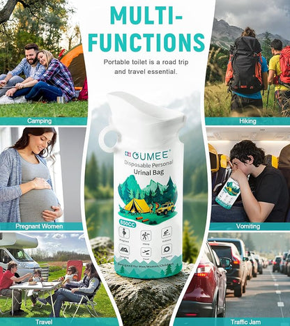 OUMEE 850ML Emergency Disposable Urinal Bags, 8/12/20/28 Pcs Camping Pee Bags Unisex Urine Bag Vomit Bag for Travel Traffic Jam Portable Toilet Bag for Men Women