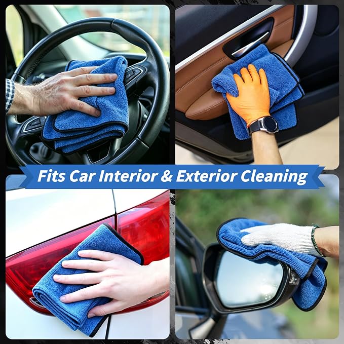 20 Pack Microfiber Towels for Cars, 24" x 16" 400 GSM Car Detailing Towels, Dual Pile Microfiber Cleaning Cloths Quick Drying, Lint Free Scratch Free Car Drying Towels for Auto, Truck, SUV, RV & Boat