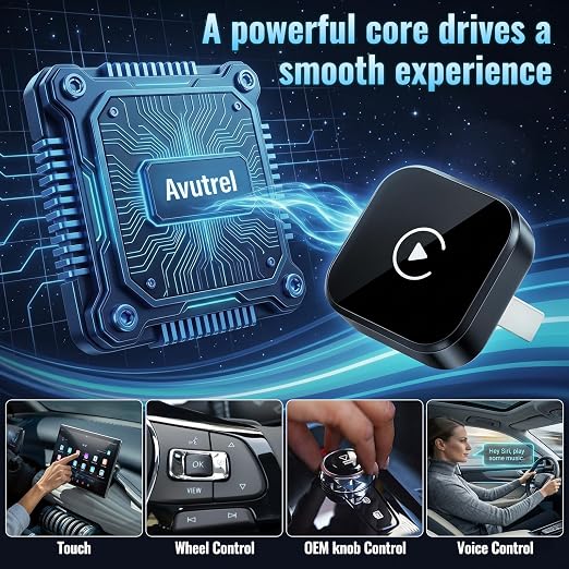 2 in 1 CarPlay Android Auto Adapter Mini USB for iPhone iOS10+ Android11+ | Mini USB Compact Design, Stable Smooth Connection, Plug and Play Easy Connection, All-in-one Car Multimedia Adapter