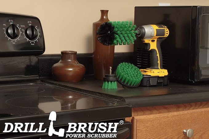 Drill Brush Power Scrubber by Useful Products - Drillbrush Oven Cleaner Brush Set - Kitchen Cleaning Brush Drill Brush Set - Kitchen Accessories - Drill Brush Attachment Countertop Scrubber Brush Set