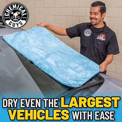 Chemical Guys Woolly Mammoth Large Microfiber Drying Towel - 36 x 25 Inch Blue, Ultra Plush Super Absorbent Car Drying Towel for Cars, Trucks, SUVs, Motorcycles, RVs, and Auto Detailing