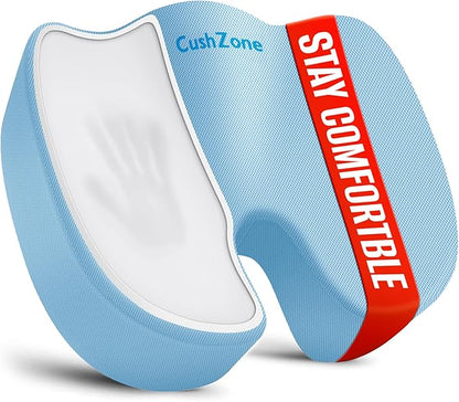XXL Seat Cushion Office Car Seat Cushion, Memory Foam Cushion for Office Chair, Car Seat, Airplane, Bleacher Non-Slip Chair Pad (Light Blue
