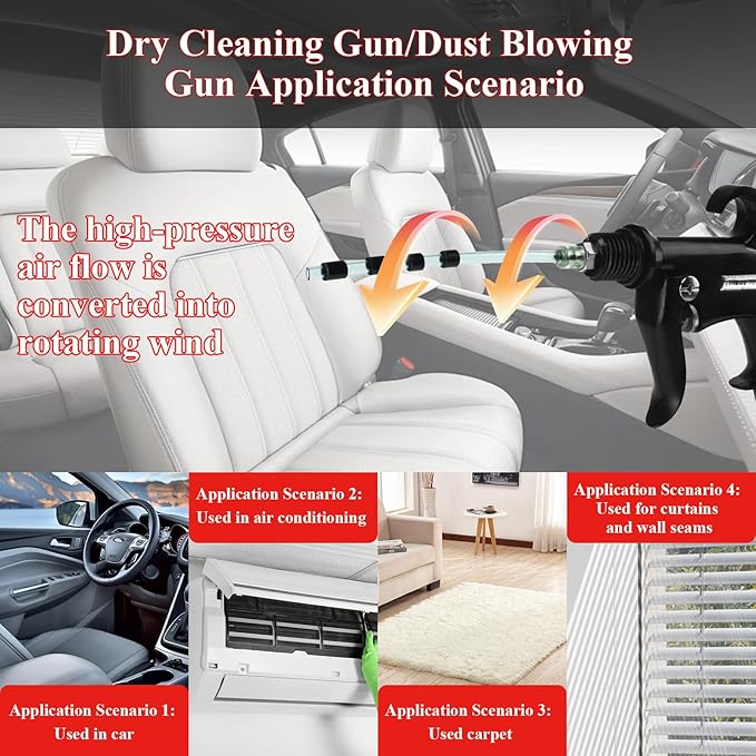 HANDY Tornado Car Cleaning Gun with Rubber Guard and Brass Adjustable Air Flow Nozzle Air Gun for Compressor Pneumatic Tool for Dust Cleaning Car Detailing | Adjustable brass nozzle Durable metal body Strong air blast power Universal quick connect Comp...