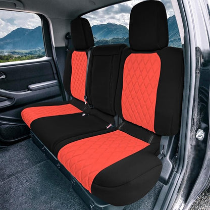 FH Group Custom Fit Car Seat Covers Specifically Made for 2022-2026 Nissan Frontier, Full Set Red Ultraflex Neoprene Waterproof Automotive Seat Covers for Pickup Truck, Nissan Accessories