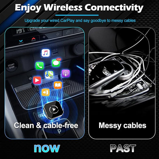 Wireless CarPlay & Android Auto Adapter, 2-in-1 USB Dongle Converts Wired to Wireless, 5GHz WiFi & Bluetooth Plug & Play, Keeps Factory Controls, USB-C Adapter, Wired Required, iOS 10+ Android 11+