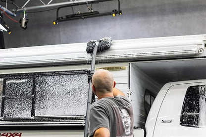 The Rag Company - Mitt on A Stick Pro+ | Clean Hard-to-Reach Roofs and Sides of Cars, Trucks, RVs, Semis & Trailers - Soft Microfiber Head and Extendable Foam Handle