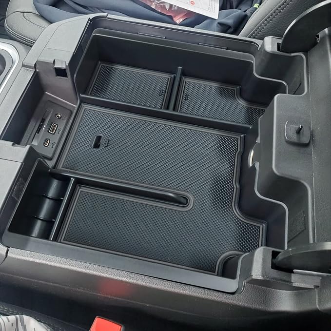 Full Size Center Console Organizer Tray Compatible with 2019-2022 Chevy Silverado/GMC Sierra 1500 and 2020-2022 2023 Silverado/Sierra 2500HD 3500HD Accessories -Full Console w/Bucket Seats ONLY, Black