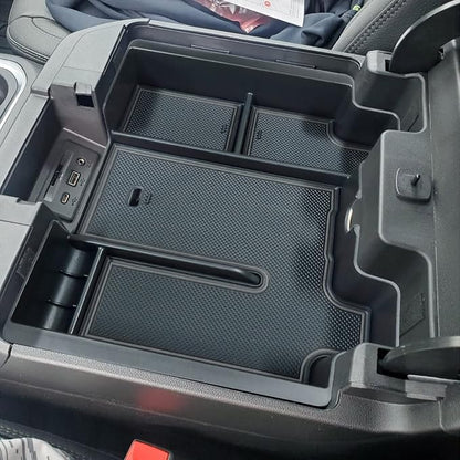 Full Size Center Console Organizer Tray Compatible with 2019-2022 Chevy Silverado/GMC Sierra 1500 and 2020-2022 2023 Silverado/Sierra 2500HD 3500HD Accessories -Full Console w/Bucket Seats ONLY, Black
