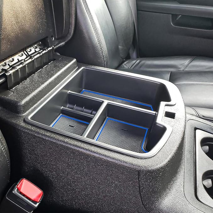 TACORBO Center Console Organizer Tray for 2007-14 GMC Sierra 2500 3500 Accessories Yukon XL Silverado 2500 3500 Suburban 1500 Tahoe /07-13 GMC Sierra 1500 Chevy Silverado Suburban 2500 Avalanche Blue