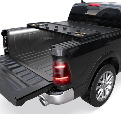 KUIPERAUTO 6.4FT Tri Hard Truck Bed Tonneau Cover Compatible for 2002-2026 Dodge Ram 1500 Classic & New Body/2003-2024 Ram 2500 3500 (w/o Ram Box) 6.4 FT Aluminum