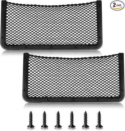 ABS Plastic Frame Automotive Cargo Nets Car Net Pocket Phone Car Mesh Net Holder RV Storage Boat Cargo Pocket Organizer Framed Mesh Net Pocket with Screws for Auto RV Net(2, 16 x 8 Inch)