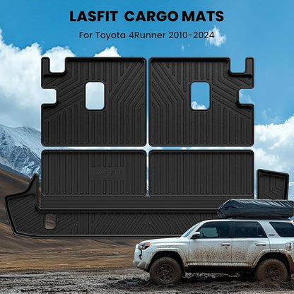 LASFIT Cargo & Backrest Mats for Toyota 4Runner 2010-2024 (Only for 7 Seats), All Weather Custom Fit Cargo Liner for Toyota 4 Runner TPE Mats Seatback Mat & Trunk Mat, Black