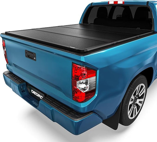 OEDRO FRP Hard Tri-fold Tonneau Cover Fold Truck Bed Covers Fits for Toyota Tundra 2022 2023 2024 2025 2026(Excl. Trail Edition) with 6.5 Feet Bed with Deck Rail System