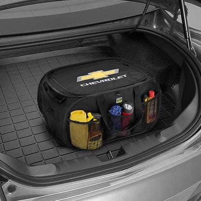 Smart Design Pop Up Chevy Trunk Organizer with Easy Carry Handles, Side Pockets, and Zipper Top - Collapsible Design - Holds 50 lbs. - Durable Fabric - 23 Inch - Home Organization - Chevrolet