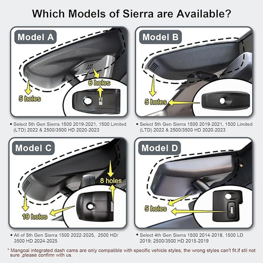 mangoal STARVIS 2 Front 4K HDR Dash Cam IMX678, Custom Fit for GMC Sierra 1500 2019-2021, 1500 Limited 2022 and HD 2020-2023 (Model B), 5GHz WiFi, GPS, 64GB Card