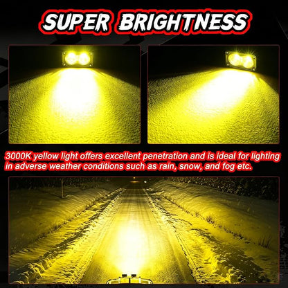 LED Pods Yellow, 2PCS 40W 3 Inch Driving Pod Light Cube Waterproof Offroad Bumper Lights Super Bright Work Lights Flood Yellow Fog LED Lights for Truck ATV UTV SUV Motorcycle Boat