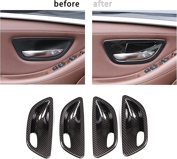 for BMW 5 Series F10 520 528 525 2011-2017 Carbon Fiber Style Car Interior Door Handle Bowl Cover Trim