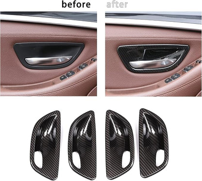 for BMW 5 Series F10 520 528 525 2011-2017 Carbon Fiber Style Car Interior Door Handle Bowl Cover Trim