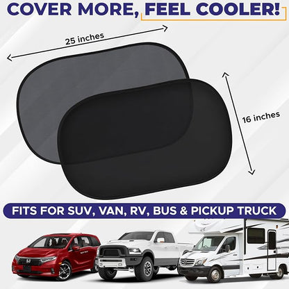 EcoNour Car Window Shade for Baby (4 Pack) | Cling Sun Shade for SUV, Van, RV, Bus & Pickup Truck | Sun Protection for Car Side Window | Sun Blocker Shade for Baby | X-Large 25" x 16"