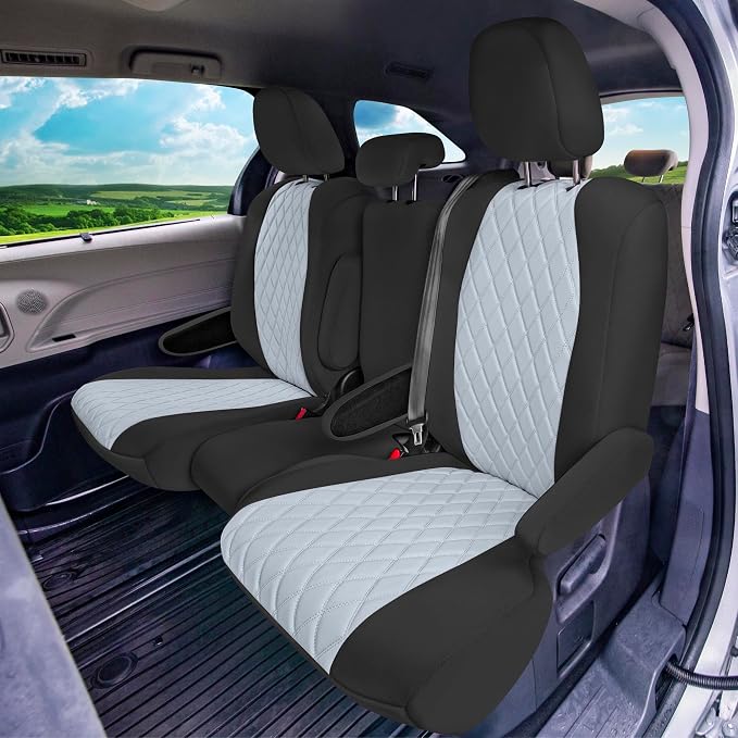 FH Group Custom Fit Car Seat Covers Specifically Made for Toyota Sienna 2011-2020, Car Seat Cover Full Set, 8 Seater Automotive Seat Covers in Solid Gray Neoprene, Waterproof and Washable Seat Covers