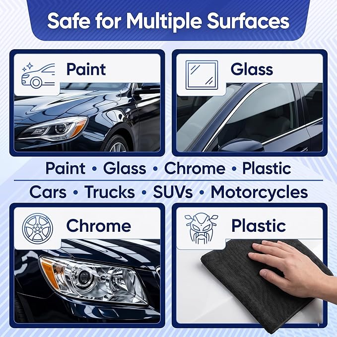 NADUSEP 2 Pack Clay Towel for Auto Detailing 12" x 12" – Reusable Synthetic Clay Bar Towel for Car Paint Decontamination, Removes Tar Sap Brake Dust, Detailing Tool for Cars Trucks SUVs