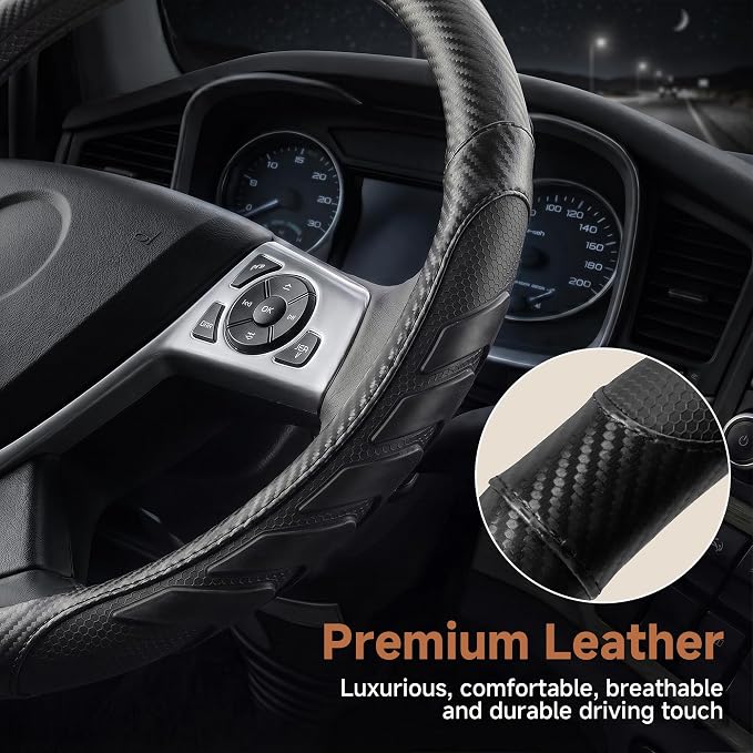 West Llama Semi Truck Steering Wheel Cover, Universal Fit 17.5-18 Inch Large Steering Wheels for RV, Big Rig, 18 Wheeler, Commercial Trucks and Buses (Extra Large Size-Black)