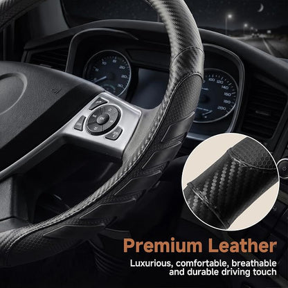 West Llama Semi Truck Steering Wheel Cover, Universal Fit 17.5-18 Inch Large Steering Wheels for RV, Big Rig, 18 Wheeler, Commercial Trucks and Buses (Extra Large Size-Black)