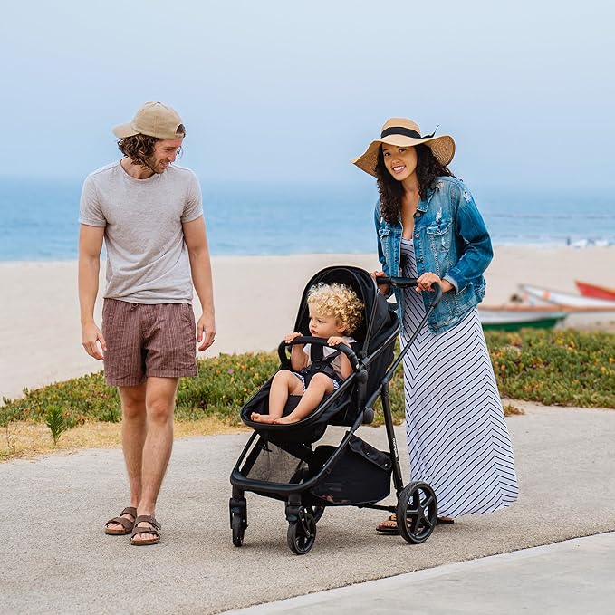 Mompush Wiz 2 in 1 Baby Stroller with Infant Pramette Mode, One Hand Fold Convertible Newborn to Toddler Stroller with Reversible Seat and Large UPF 50+ Canopy