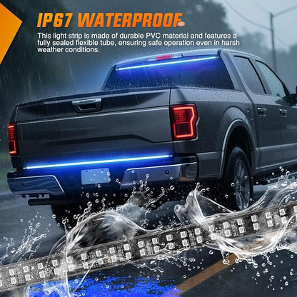 Nilight 48 Inch Truck Tailgate Strobe Light Strip Tail Emergency Bar Rear Window Warning Lamp Ultra-Bright Double Row 288 LED for Pickup Trailers Construction Vehicles Car SUV, Blue