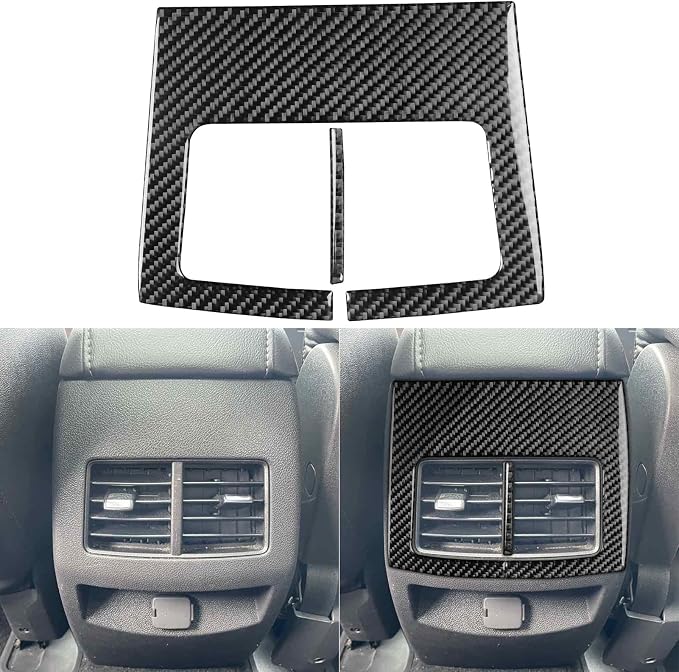 Premium Carbon Fiber Compatible with Ford Edge 2011-2014 2012 2013 SEL/Limited/SE/Sport Accessories Car Rear Row Storage Box Air Vent Frame Cover Interior Trim Sticker Decal Black 2PCS