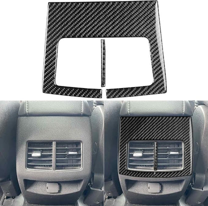 Premium Carbon Fiber Compatible with Ford Edge 2011-2014 2012 2013 SEL/Limited/SE/Sport Accessories Car Rear Row Storage Box Air Vent Frame Cover Interior Trim Sticker Decal Black 2PCS
