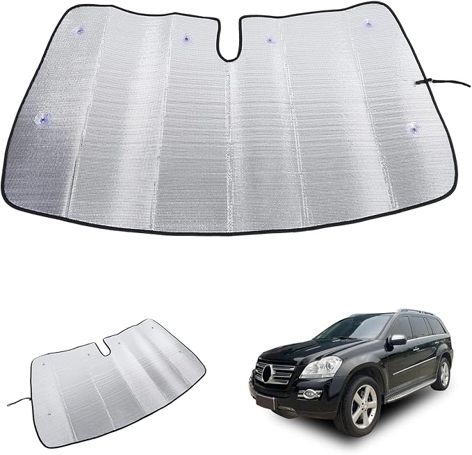 Windshield Sun Shade Compatible with Mercedes-Benz GL-Class 2007-2012 Foldable Front Windshield Sunshade Protector, Block UV Rays Keep Your Car Cooler