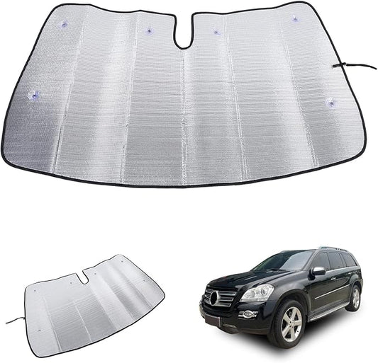 Windshield Sun Shade Compatible with Mercedes-Benz GL-Class 2007-2012 Foldable Front Windshield Sunshade Protector, Block UV Rays Keep Your Car Cooler