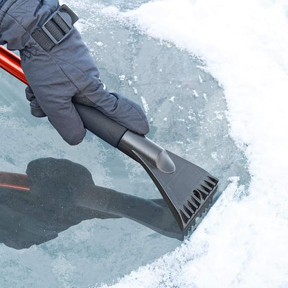 BDK Motor Trend Ice Scraper with Extendable Handle and Rotating Brush Head - Tough Rubber Grip Snow Brush/Broom/Frost Remover for Car and Truck Windshields/Mirrors, Winter Storm Survival Kits