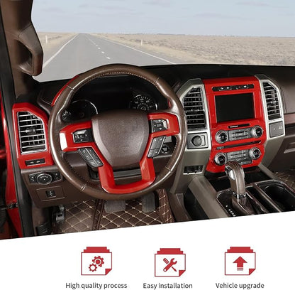 JeCar 16pcs Full Set Red Interior Trim Kit Fit for 2015-2020 Ford F150 Interior Accessories